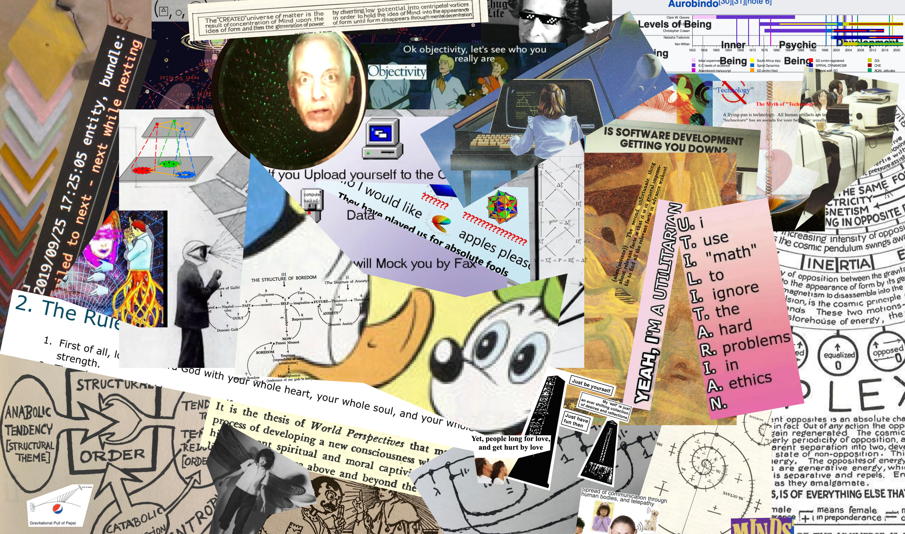 a big collage of memes, schemes, dreams, and themes